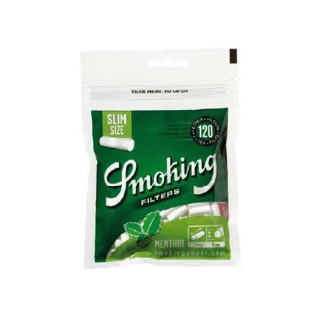 smoking caja 10 bolsas 120 filtros slim 6 mm menthol