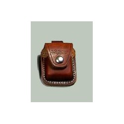zippo funda cuero broche marron