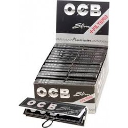 ocb negro premium Slim + Tips caja 24 libritos
